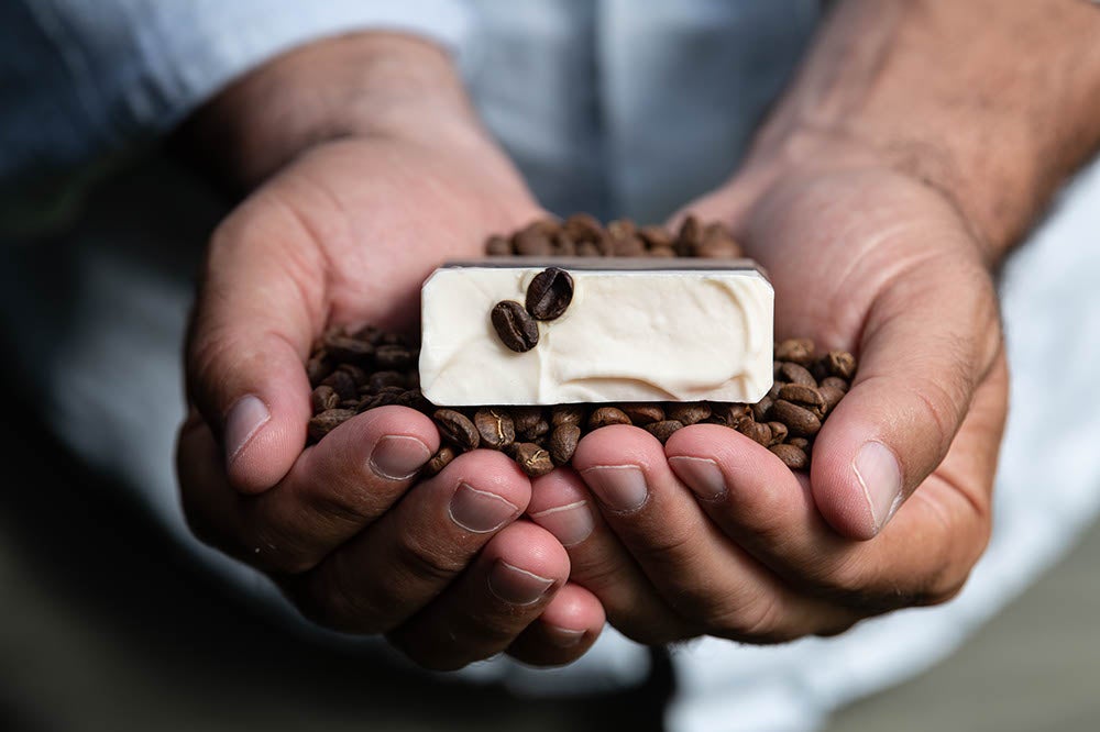 Handcrafted soap made from elephant refined arabica coffee beans